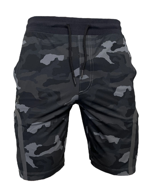Black camouflage gym shorts